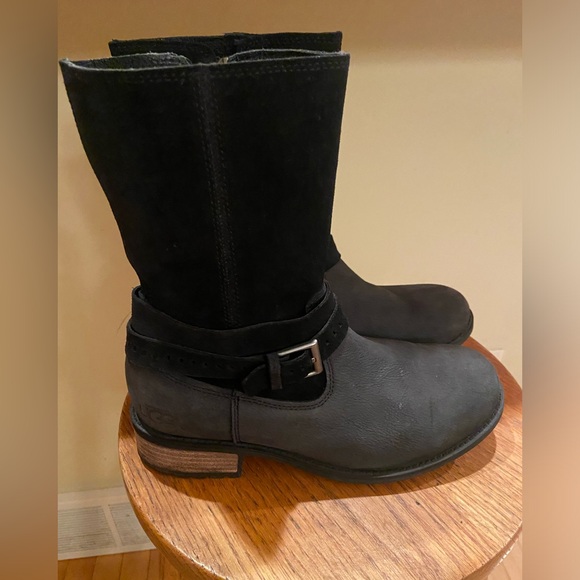 UGG Black Leather and Suede Boots - Size 8.5 EUC RARE - Picture 12 of 14